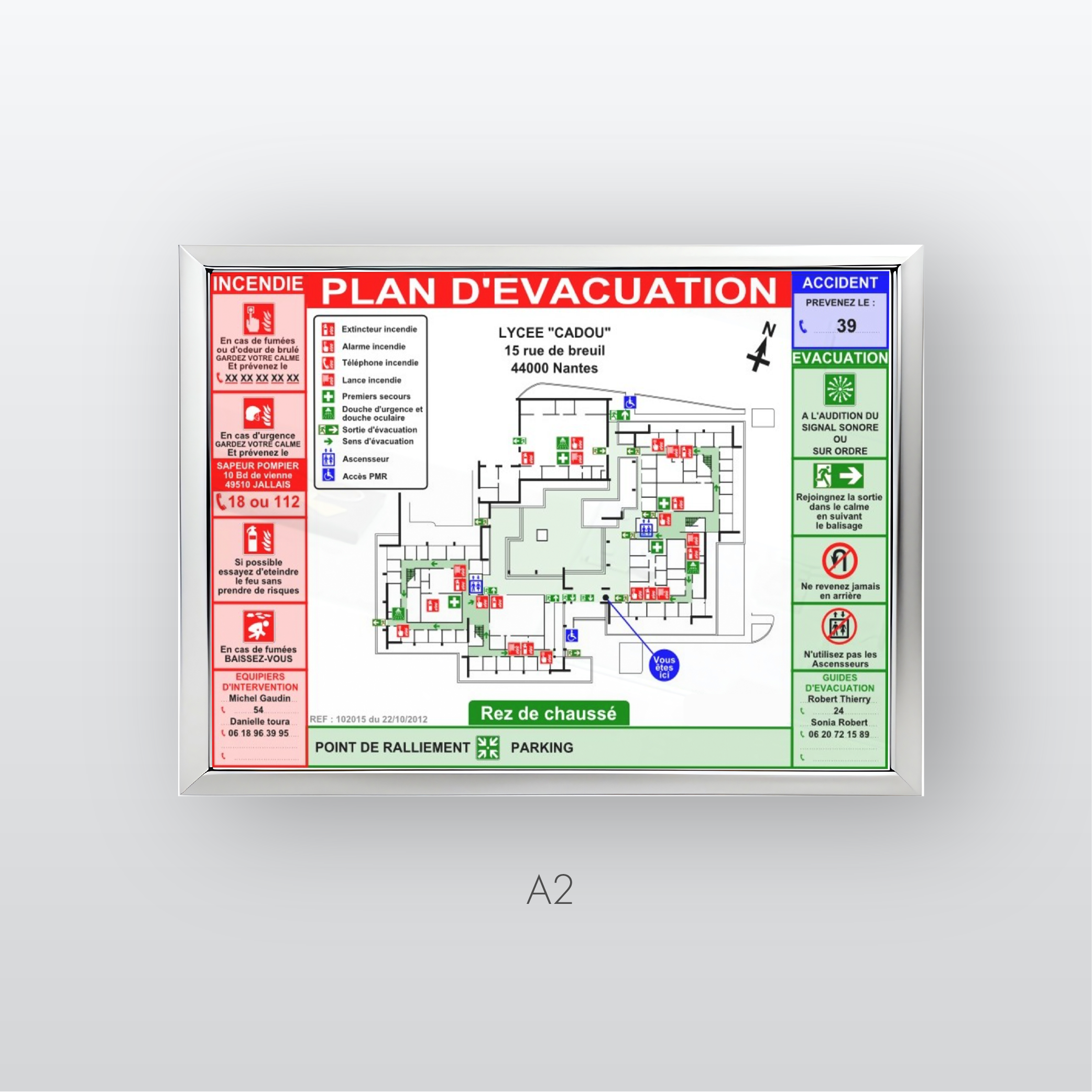 Plan d'évacuation et d'intervention dans cadre-clic - A3 - Colisée