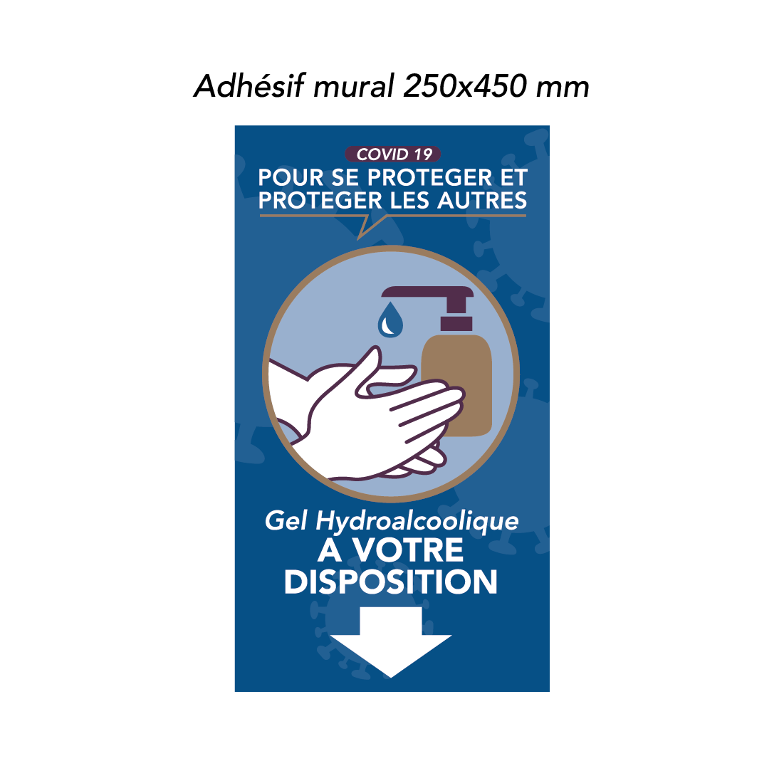 Adhésif mural gel hydroalcoolique COVID